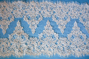 4 Yards Emile Katz French Re-Embroidered  Alencon Lace Color Candle 15'' Wide